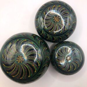 Set of Three Vintage Round Nesting Boxes, Trinket, Catch-All
